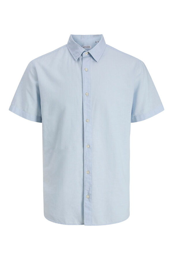 Jack & Jones Camisa lino manga corta azul