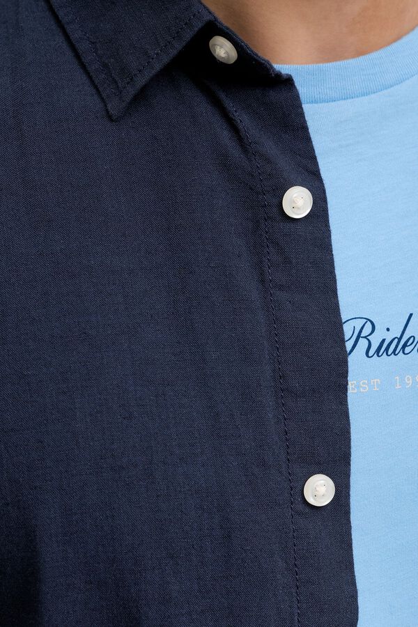 JJ REBEL Camisa regular fit lino azul