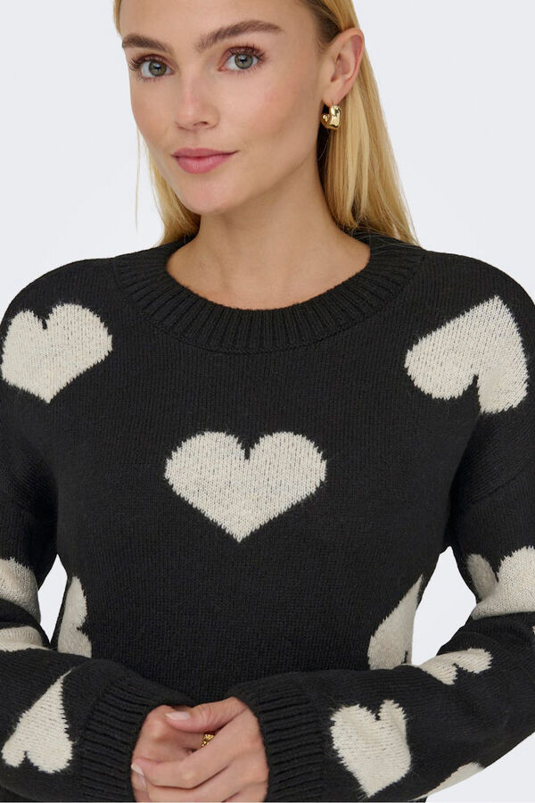 Only Jersey estampado corazones negro