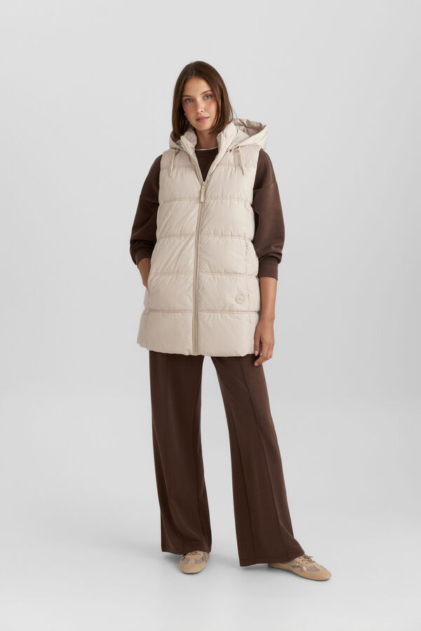 Springfield Long down gilet with hood nude