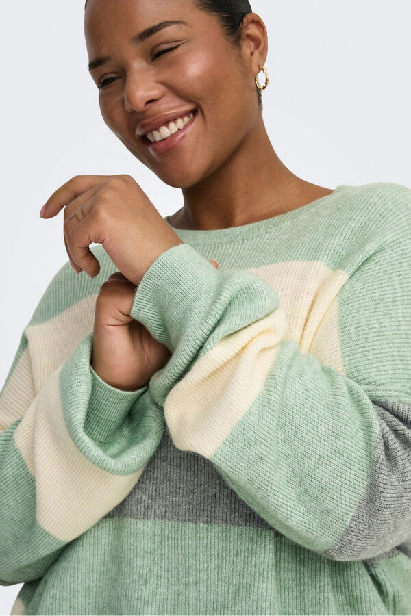Only Carmakoma Striped plus size jumper beige