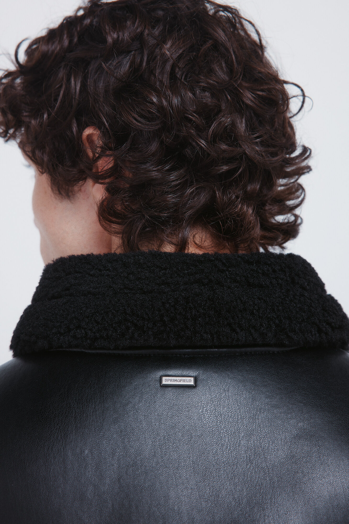 Double-sided leather -effect aviator jacket