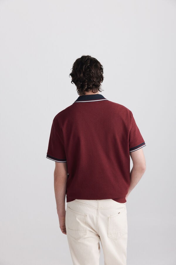 Springfield Contrast regular fit sports polo shirt red