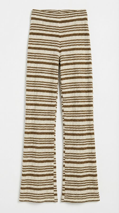 Springfield Pantalon en tricot &agrave; rayures beige