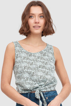 Springfield Knot-front T-shirt with print green