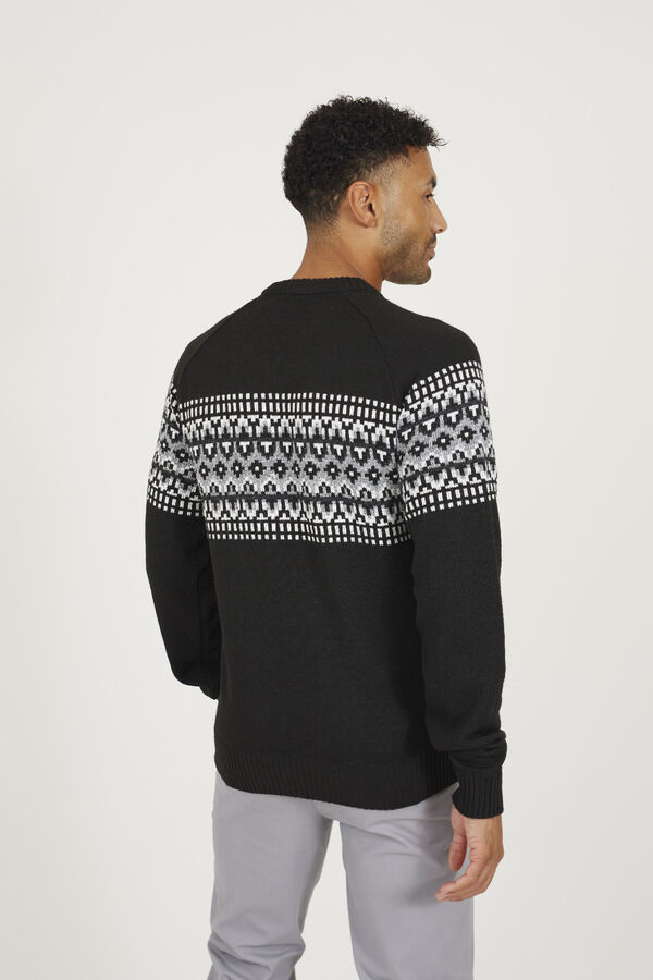 Brave Soul Jersey cuello redondo jacquard negro