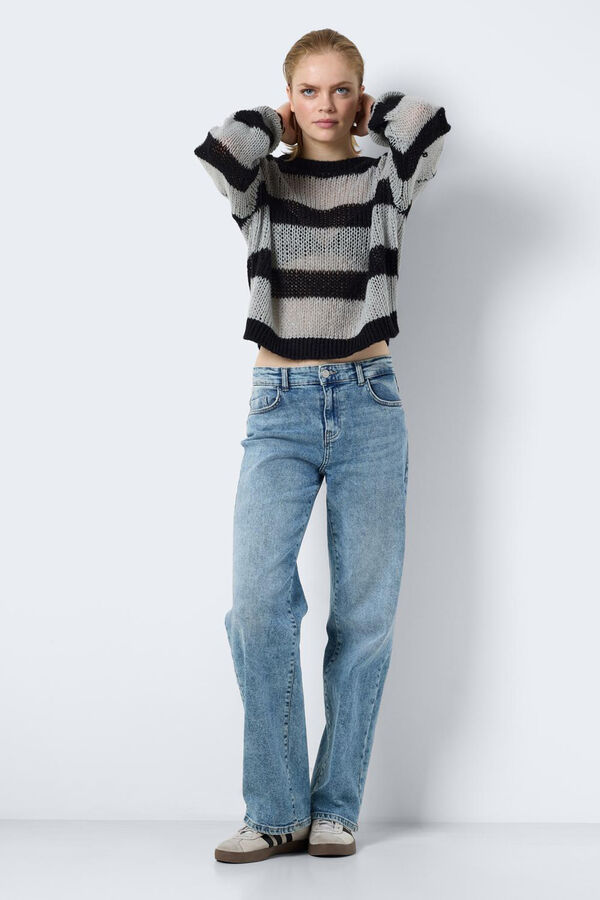 Springfield Striped sweater with long sleeve and round neckline  black