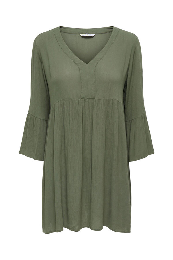 Only Vestido fluido media manga verde