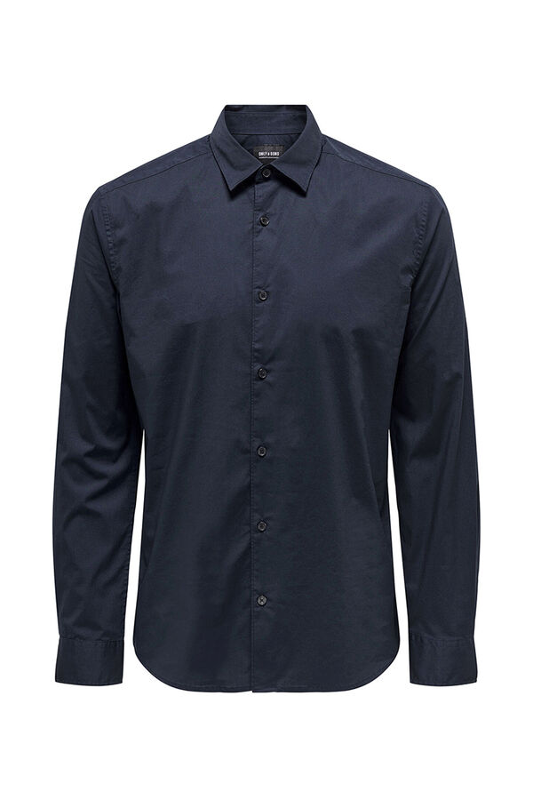 Springfield Long-sleeved Oxford shirt tamno plava