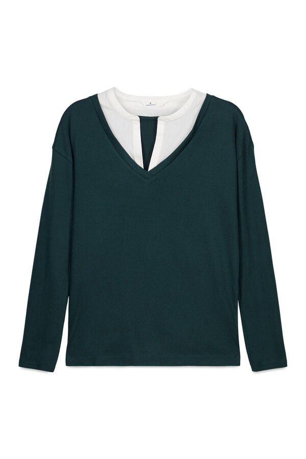 Springfield Long sleeve V-neck T-shirt green