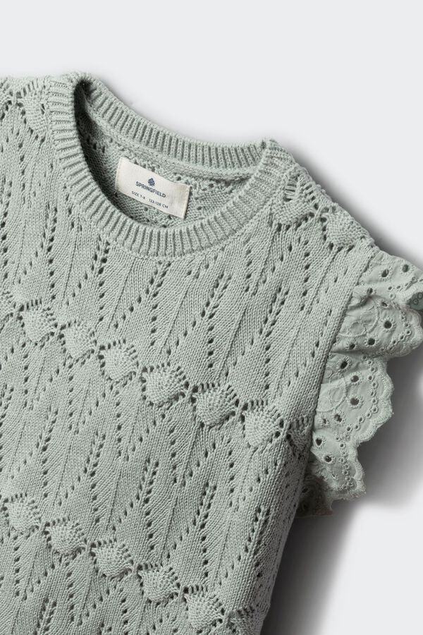 Springfield Kids Pleteni top sa karnerima za devojčice Zelena