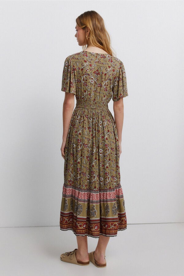 Springfield Mirrored neckline dress beige