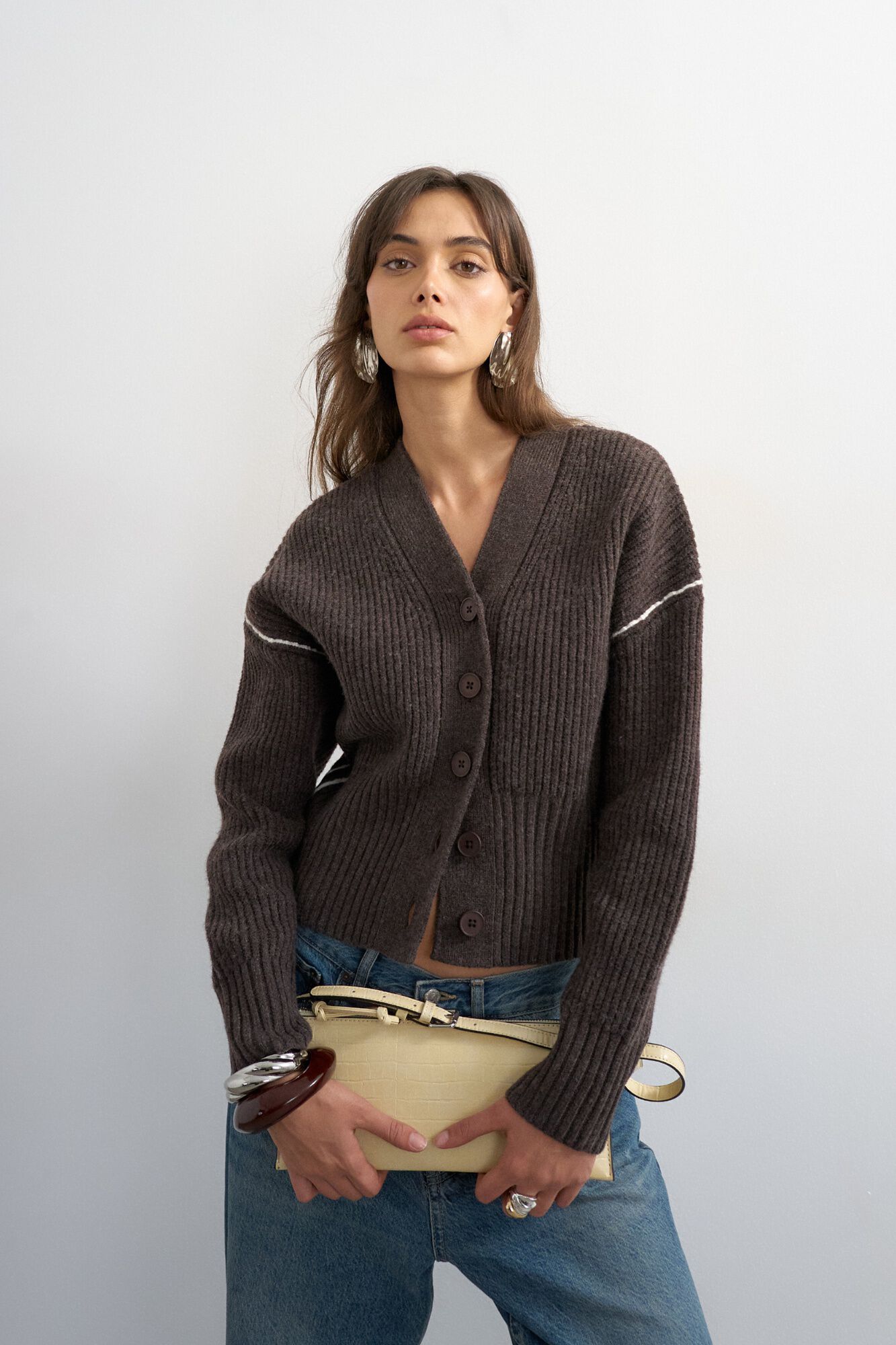 Topshop C&aacute;rdigan punto ribete contraste