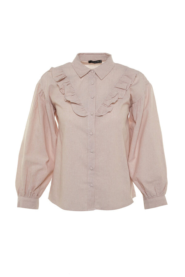 Trendyol Camisa detalle volantes beige