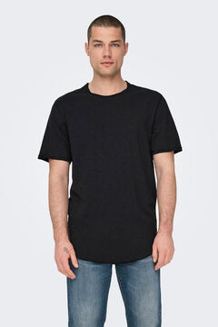 Only & Sons Camiseta manga corta de hombre long line fit negro