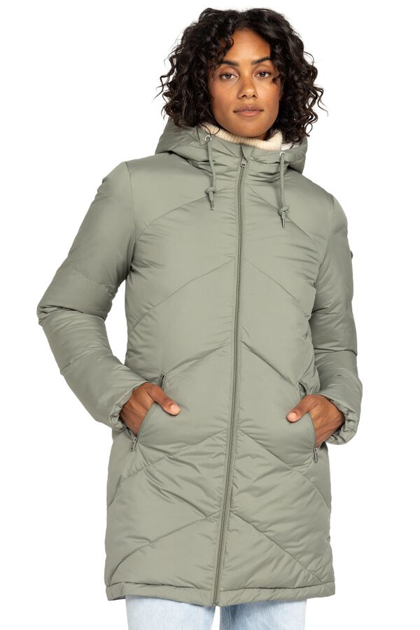 Roxy Long puffer jacket with hood beige