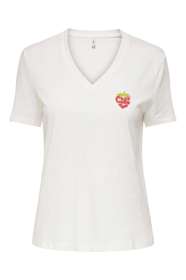 Only V-neck short sleeve T-shirt white