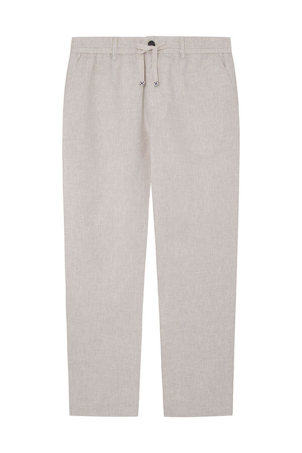 Springfield Pantalón lino slim fit estampado fondo blanco