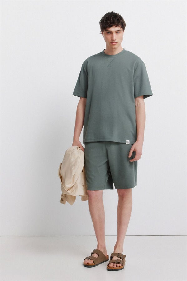 Springfield Majica od vafl tkanja Zelena