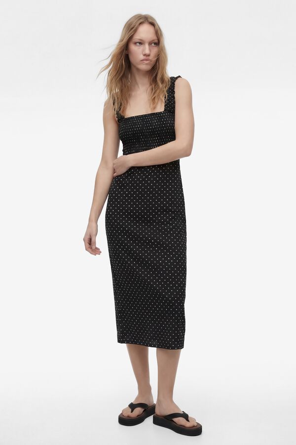 Koton Vestido midi de lunares negro