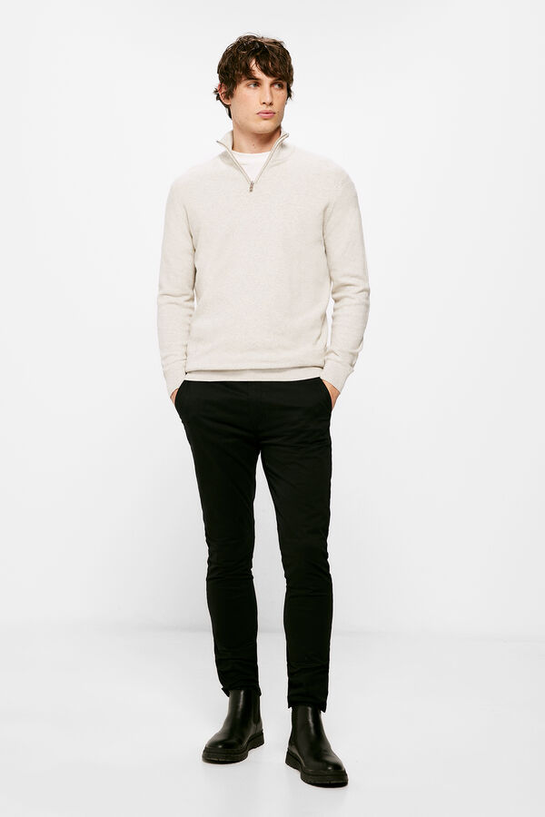 Springfield Structured jumper with zipped collar grey