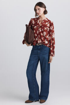 Springfield Printed ruffle lace blouse