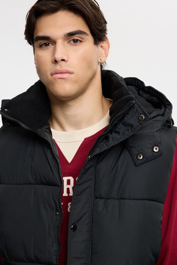 Inside Puffer gilet with hood black