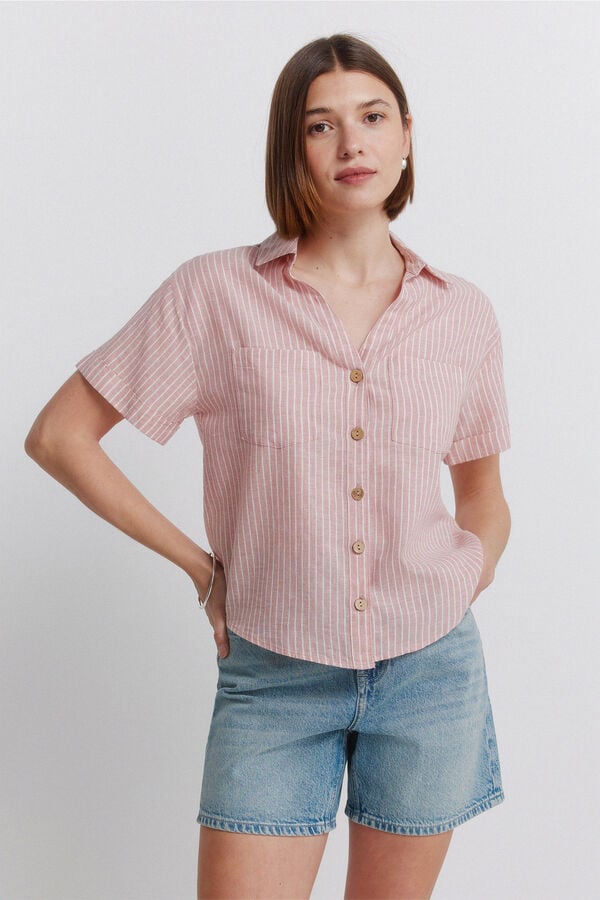 Springfield Linen short sleeve shirt pink