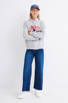 Springfield Sweat-shirt Mickey Mouse coton gris