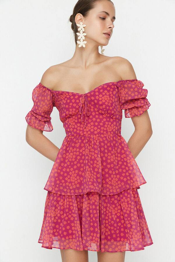 Trendyol Vestido mini con escote rosa