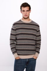 Springfield striped structured jersey brown