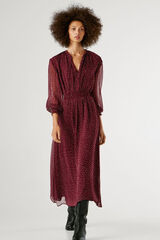 Pepe Jeans Vestido largo de manga larga burdeos