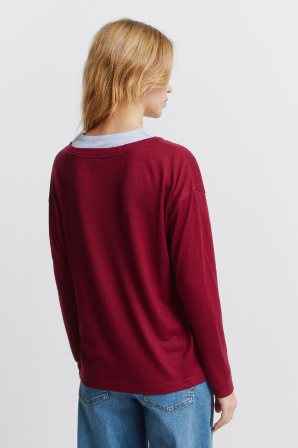 Springfield Long sleeve V-neck T-shirt red