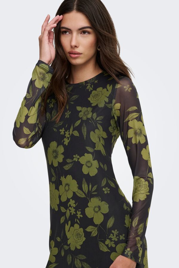 Only Vestido curto semitransparente verde