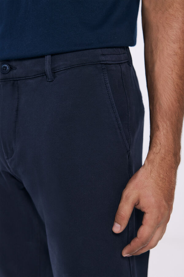 Springfield Pantalon pantalon chino en maille confort bleu