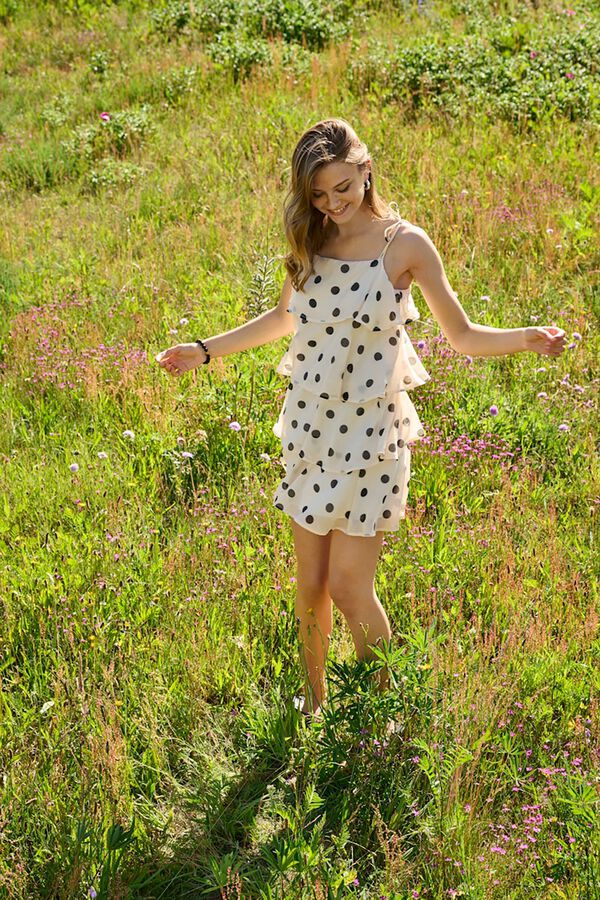 JDY Short dress with ruffles white