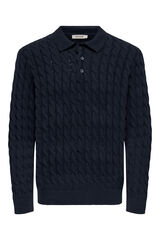 Only & Sons long sleeve polo shirt jersey-knit blue
