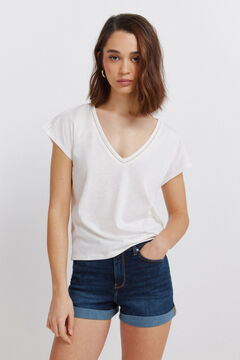 Springfield T-shirt col en V en dentelle