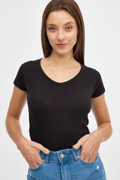 Springfield Textured short-sleeved T-shirt black