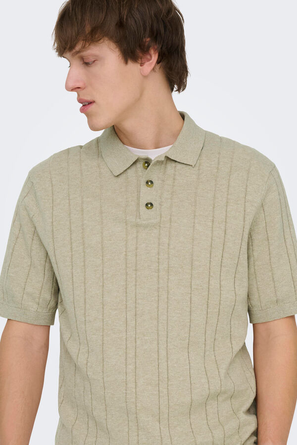 Only & Sons Polo de punto manga corta gris