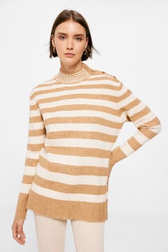 Springfield Striped jumper with shoulder buttons tan