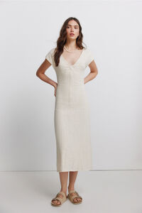 Springfield Embroidered knot neckline dress