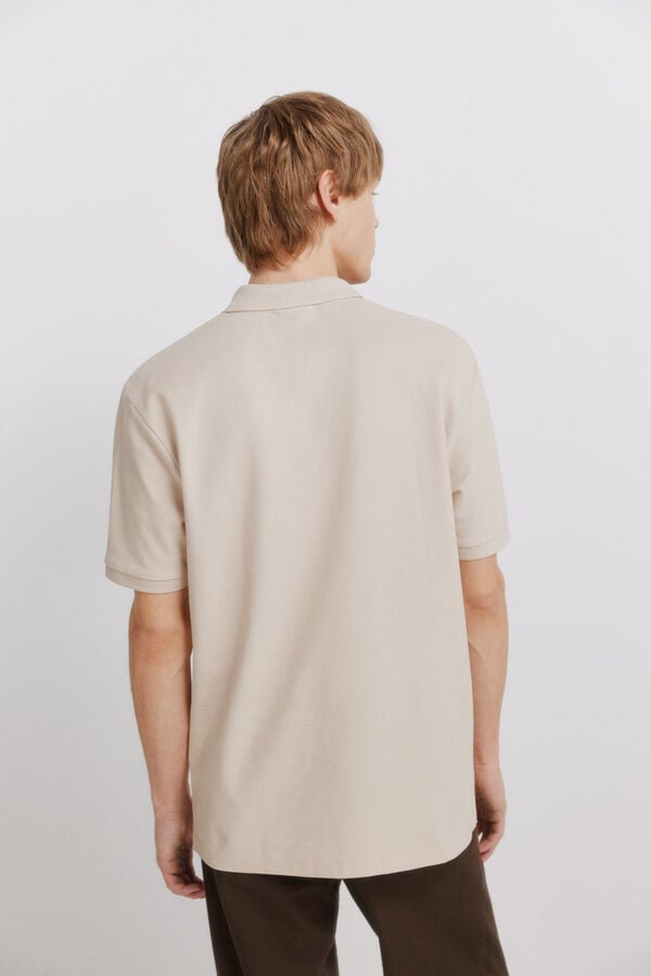 Springfield Piqu&eacute; zip regular fit polo shirt nude