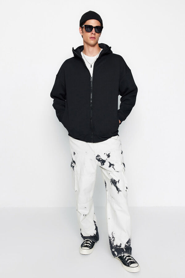 Trendyol Sudadera-c&aacute;rdigan de polar negro