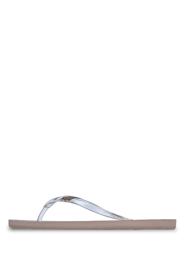 Roxy Metallic logo straps sandal white