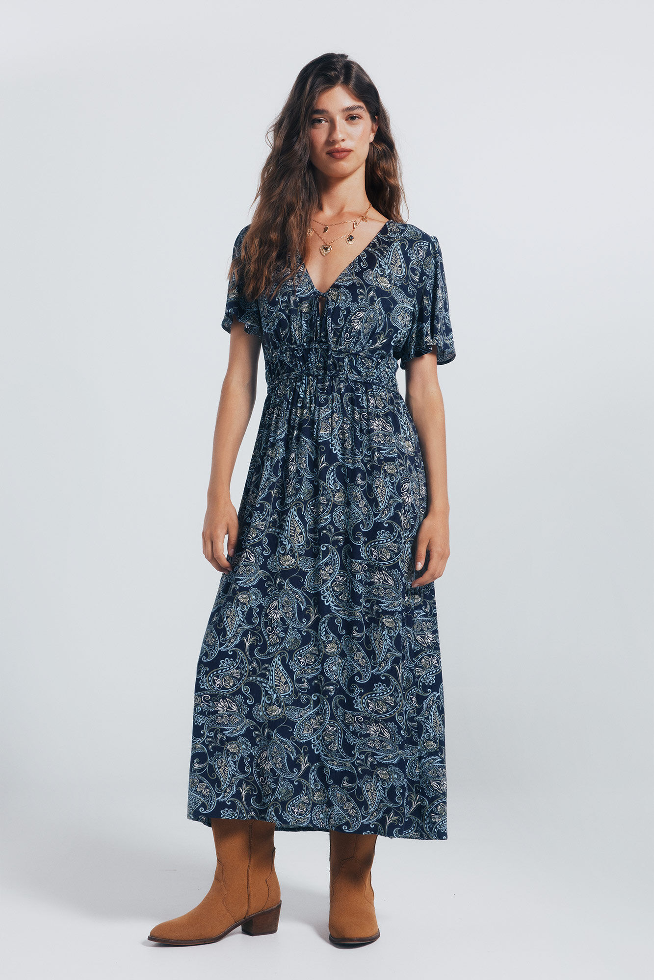 Springfield midi dress with braided waist