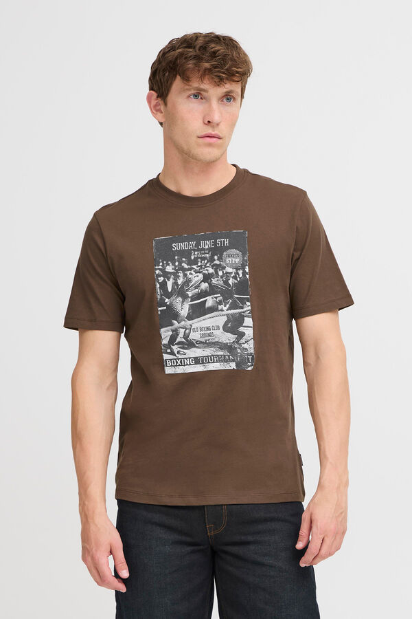 Blend Camiseta manga corta gr&aacute;fica tostado