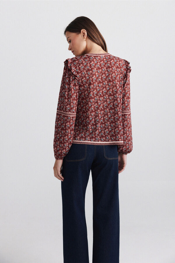 Springfield Printed ruffle blouse red