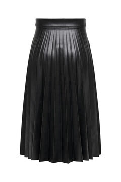 Springfield Pleated faux leather skirt schwarz