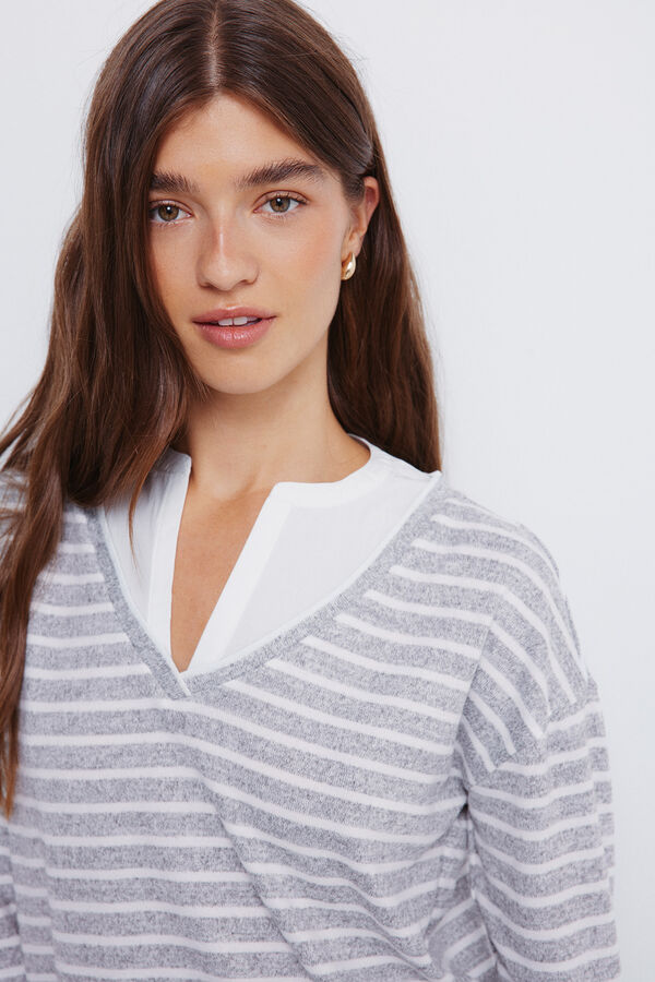 Springfield Combined neck T-shirt grey